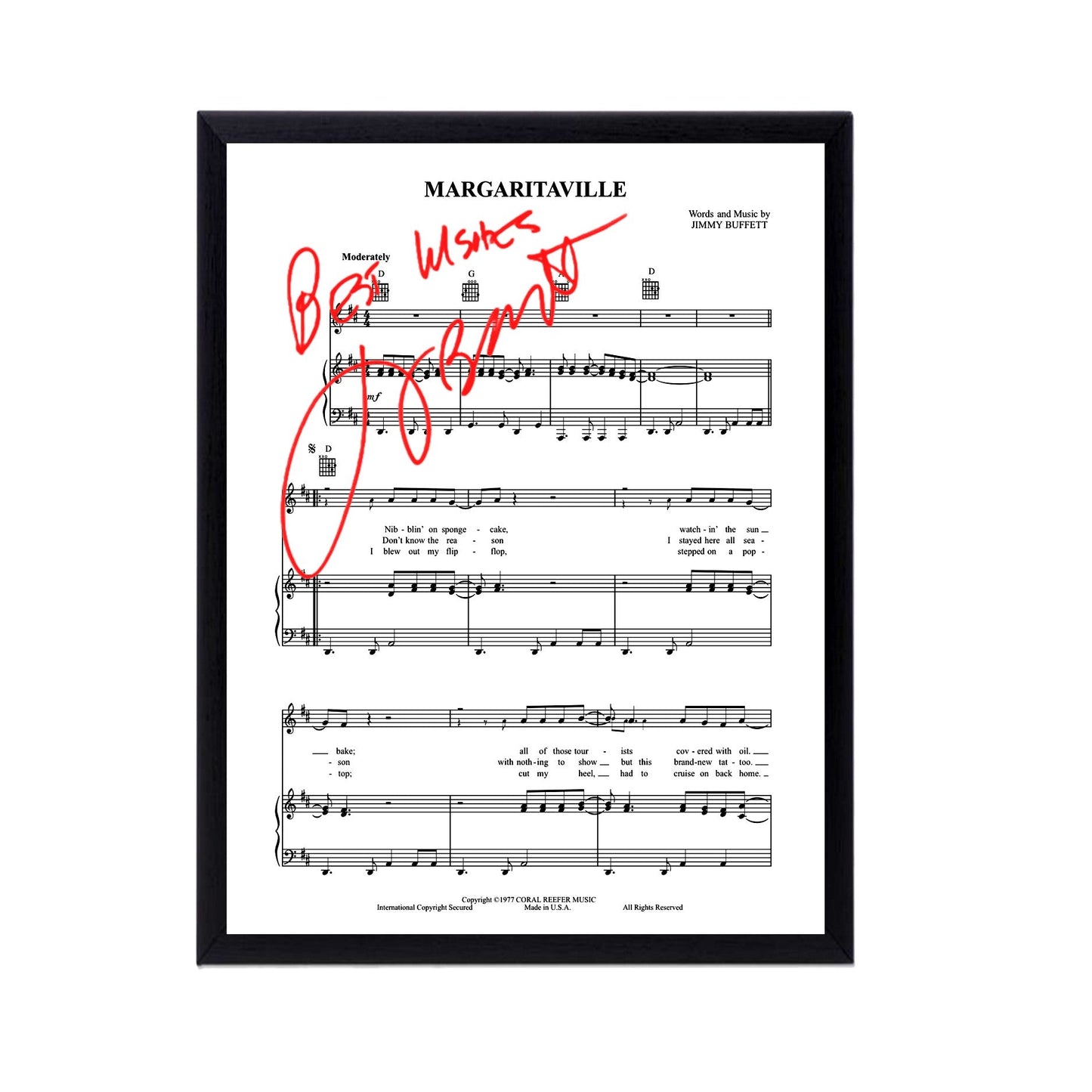 Autographed Jimmy Buffett Album Cover Replicas. 12" x 12", 11" x 14" or 13" x 19". Frame included. Just message me to tell me the replica you want framed and shipped.