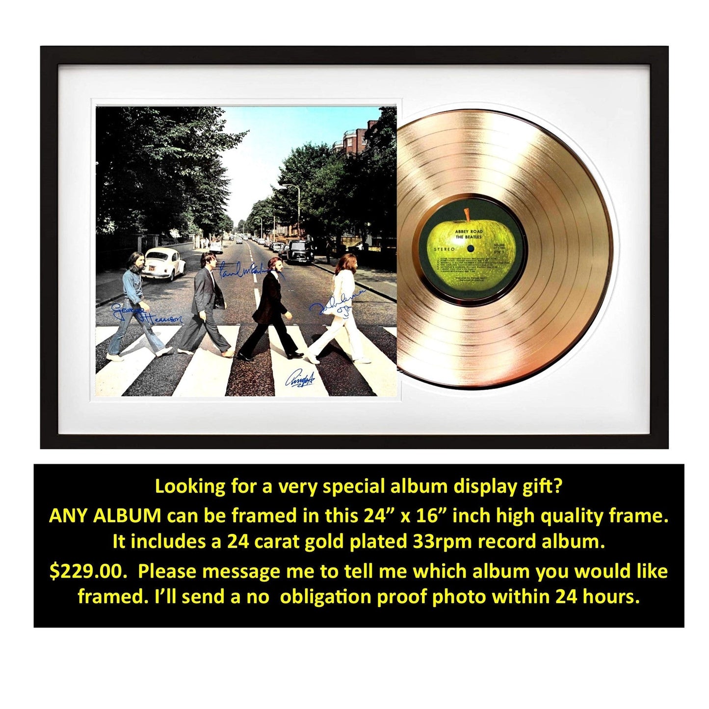 Autographed Alice in Chains Album Cover Replicas. 12" x 12" inches. Frame included. Just message me to tell me the album cover replica you want framed and shipped.