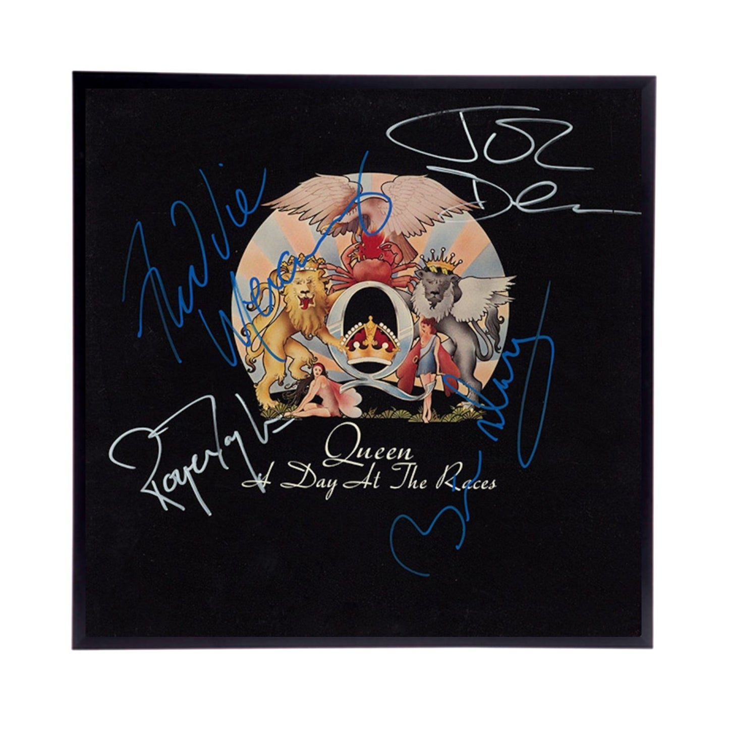 Autographed QUEEN Album Cover Replicas. 12" x 12" inches. Frame is included. Just message me to tell me which album cover you want framed and shipped.