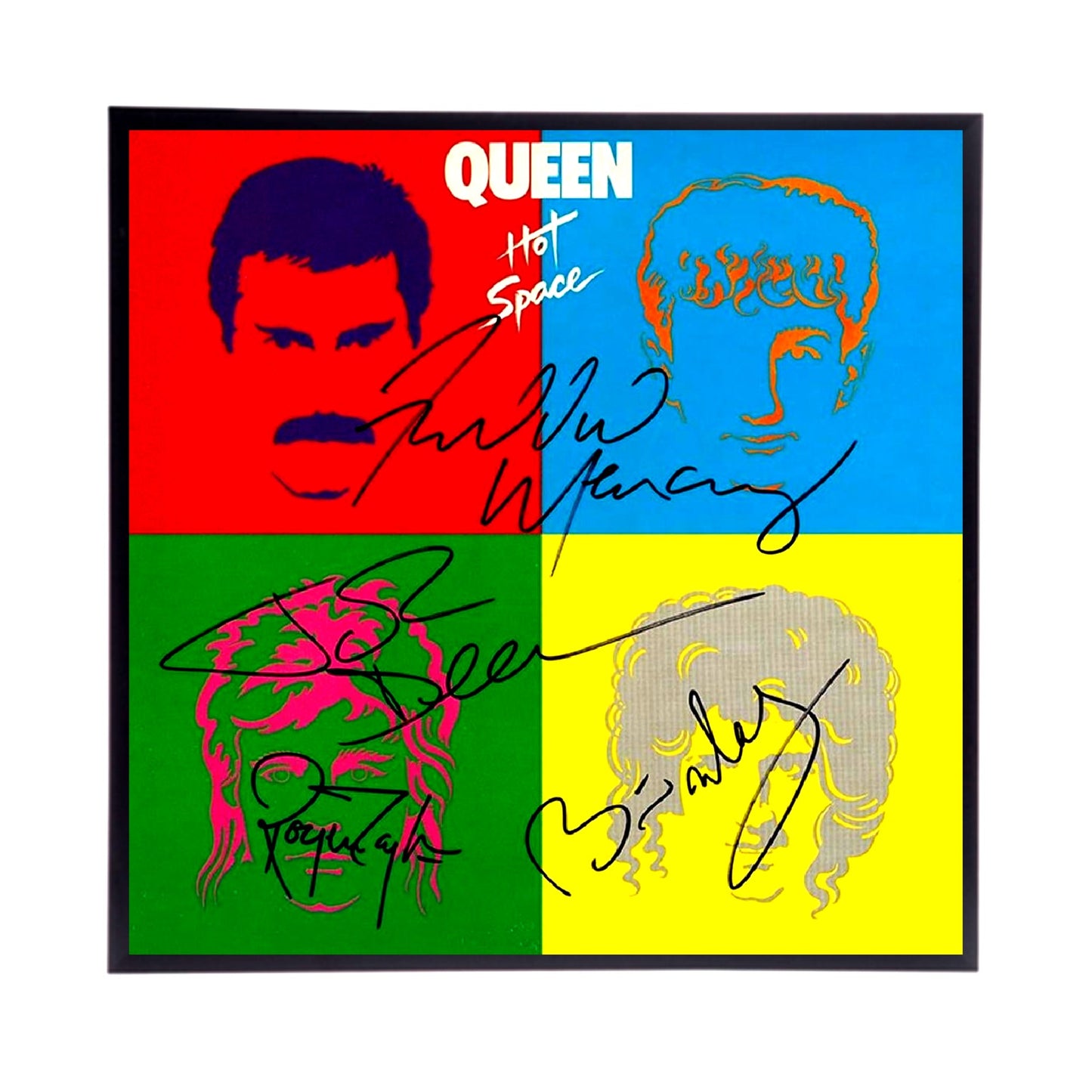 Autographed QUEEN Album Cover Replicas. 12" x 12" inches. Frame is included. Just message me to tell me which album cover you want framed and shipped.