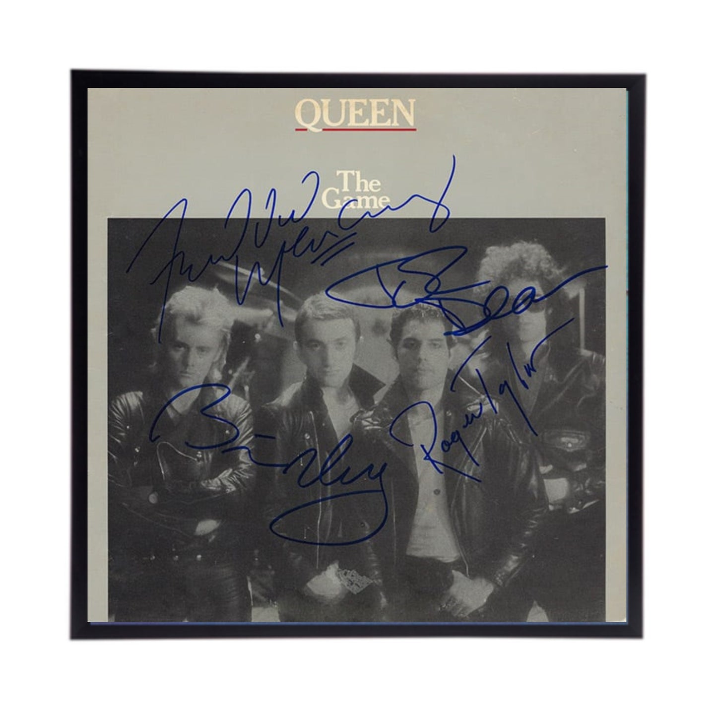 Autographed QUEEN Album Cover Replicas. 12" x 12" inches. Frame is included. Just message me to tell me which album cover you want framed and shipped.