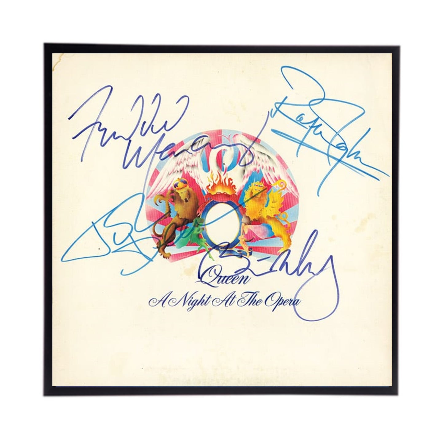 Autographed QUEEN Album Cover Replicas. 12" x 12" inches. Frame is included. Just message me to tell me which album cover you want framed and shipped.