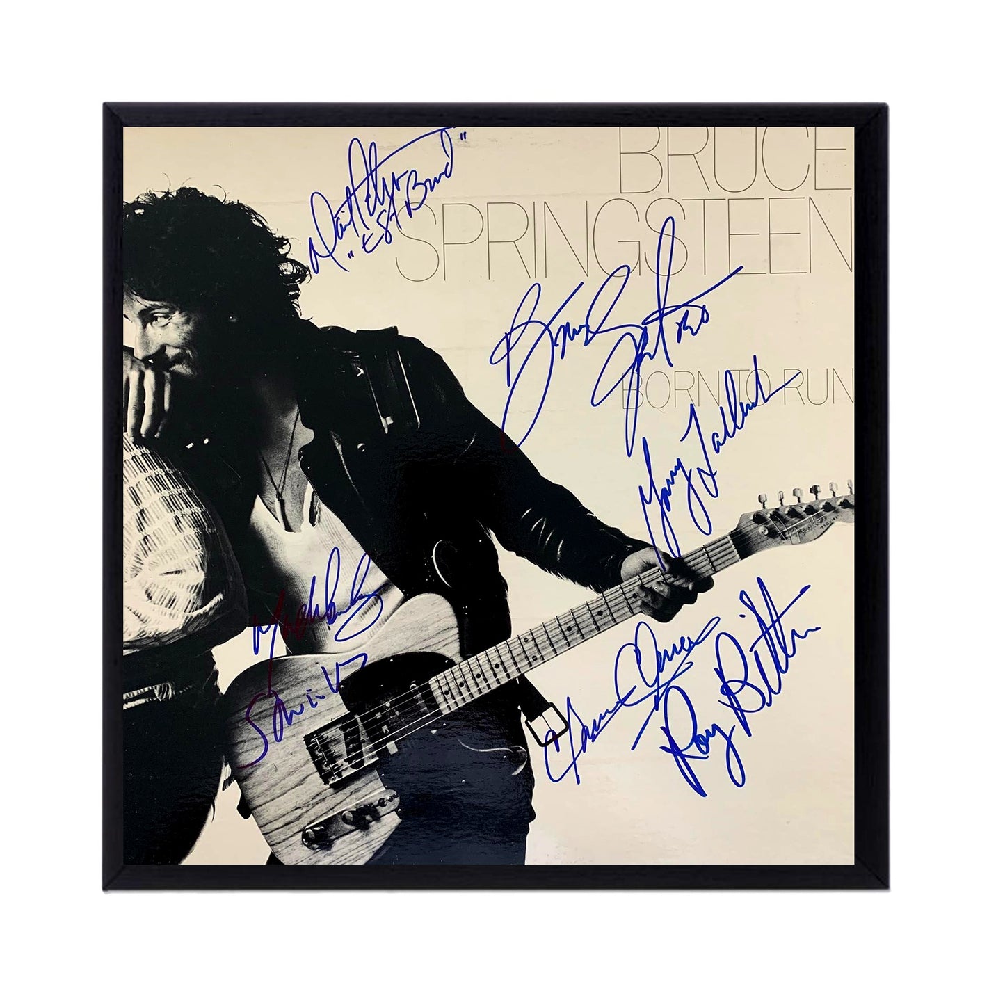 Autographed Bruce Springsteen "Darkness on the Edge of Town" Album Cover Replica. 12" x 12" inches. Frame is included.