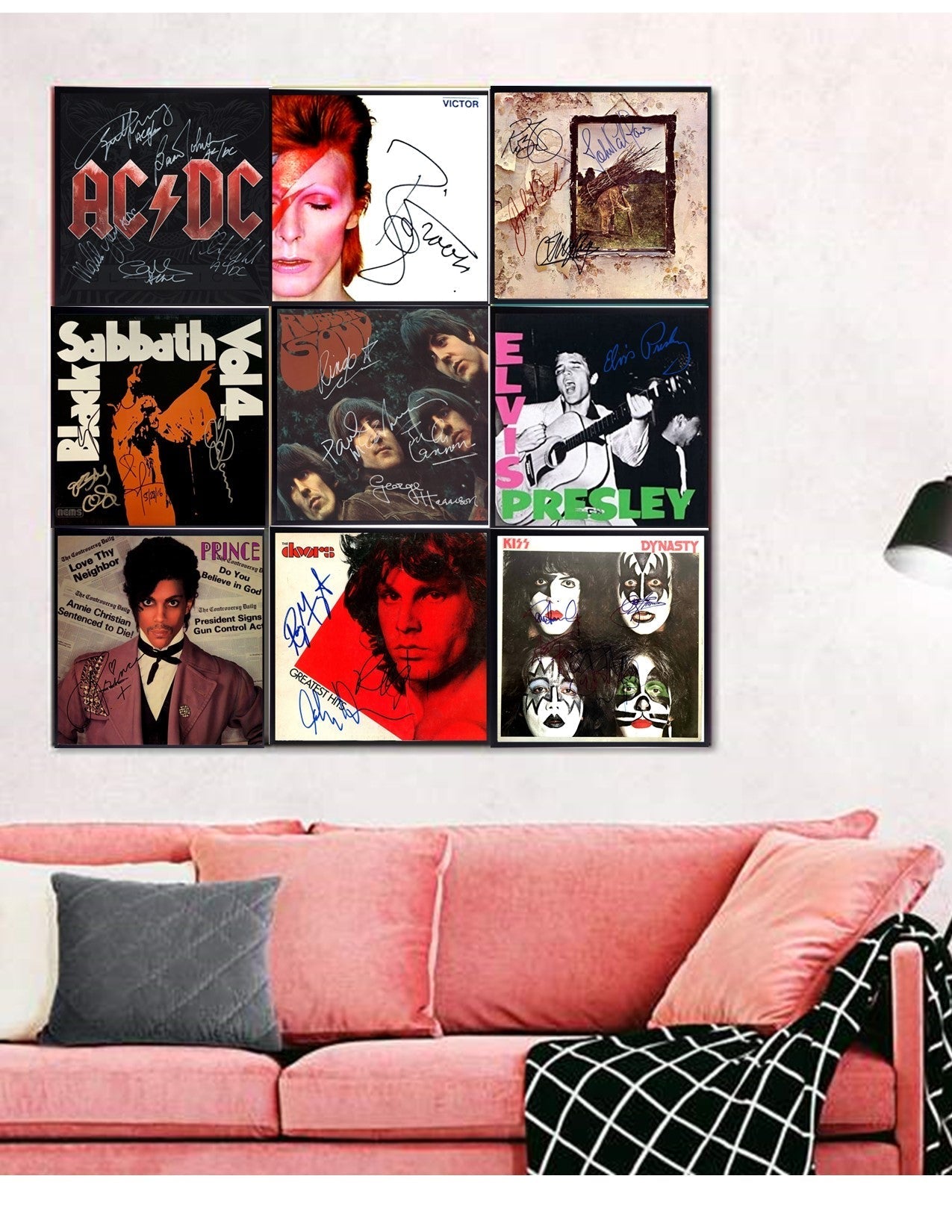 Autographed Fleetwood Mac "Rumours" Album Cover Replica. 12" x 12" inches. Frame is included.