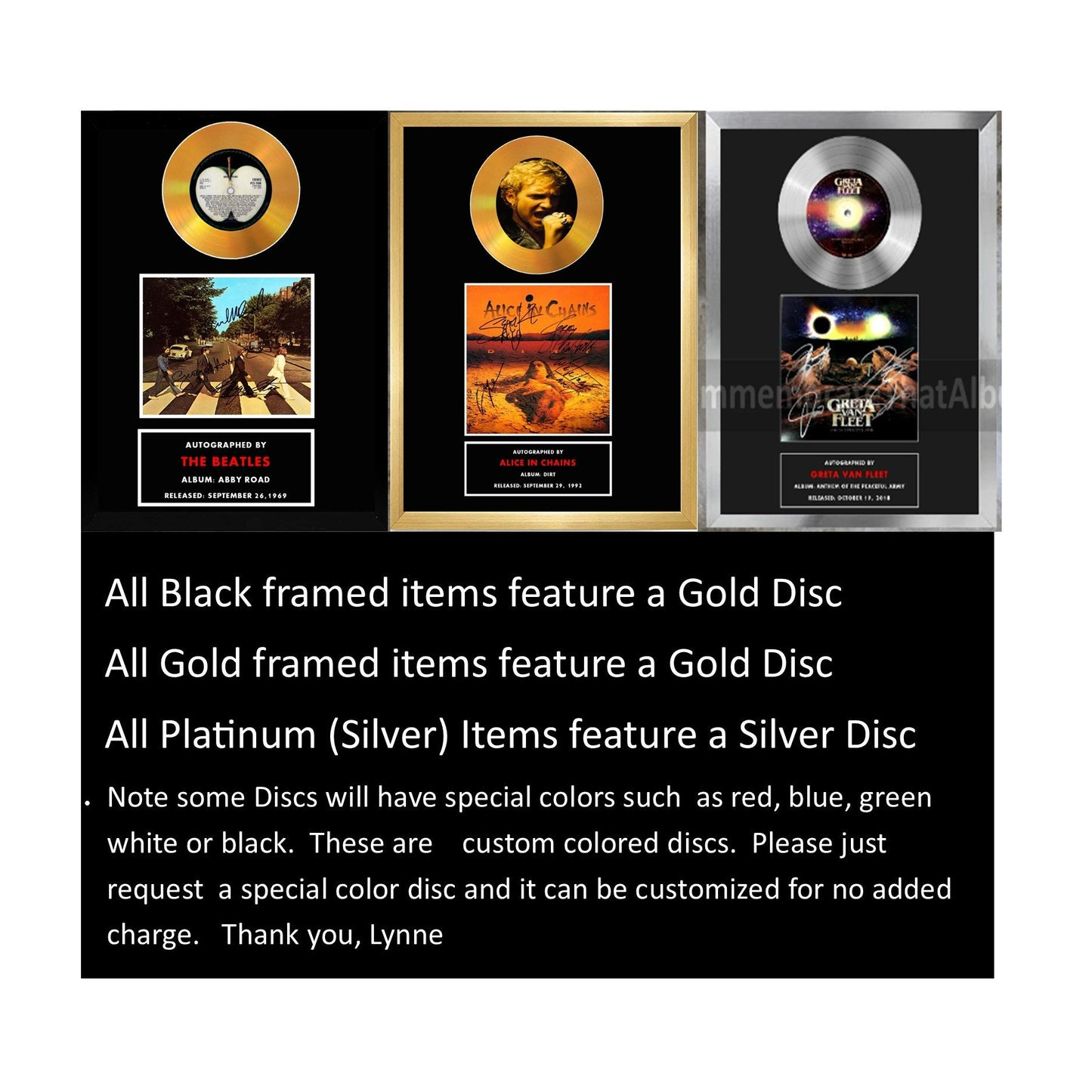 Autographed Commemorative replica, 9.5 " x 12.5", Frame is included. Black, gold or silver frame options.