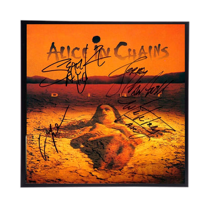 Autographed Alice in Chains Album Cover Replicas.  12" x 12" inches.  Frame included. Just message me to tell me the album cover replica you want framed and shipped.