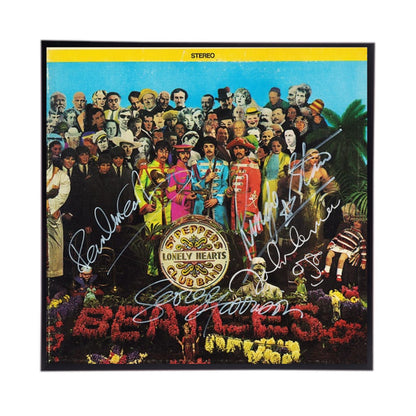 Autographed Beatles Album Cover Replicas.  12" x 12" inches.  Frame is included.  Just message me to tall me the album cover you want framed and shipped.