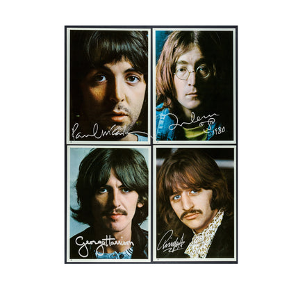 Autographed Beatles Album Cover Replicas.  12" x 12" inches.  Frame is included.  Just message me to tall me the album cover you want framed and shipped.