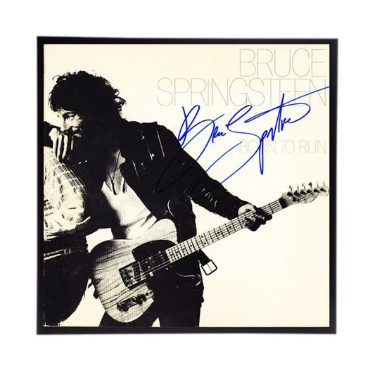 Autographed Bruce Springsteen "Born to Run" Album Cover Replica.  12" x 12" inches.  Frame is included.