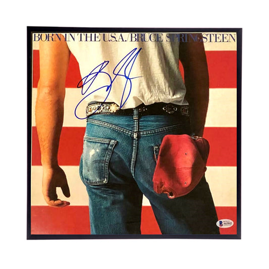 Autographed Bruce Springsteen "Born in the USA" Album Cover Replica.  12" x 12" inches.  Frame is included.