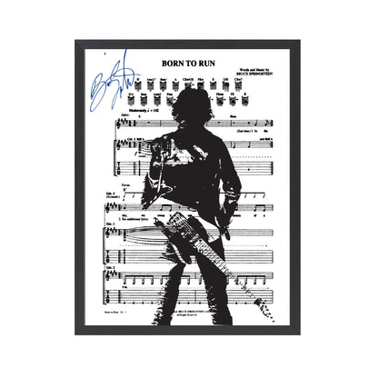 Autographed Bruce Springsteen Sheet Music. Frame Included. Frame Sizes Vary.