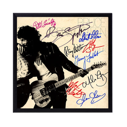 Autographed Bruce Springsteen "Born to Run" Album Cover Replica.  12" x 12" inches.  Frame is included.