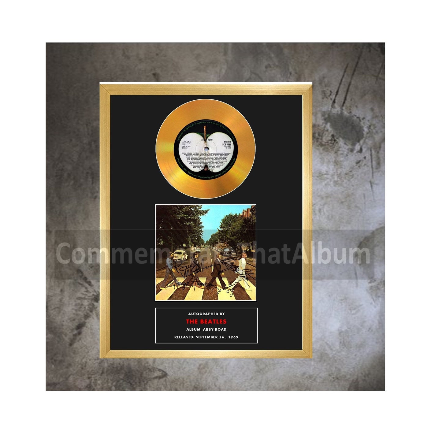 The Beatles "Abbey Road" Autographed Commemorative Display reprint, 10" x 13" display.