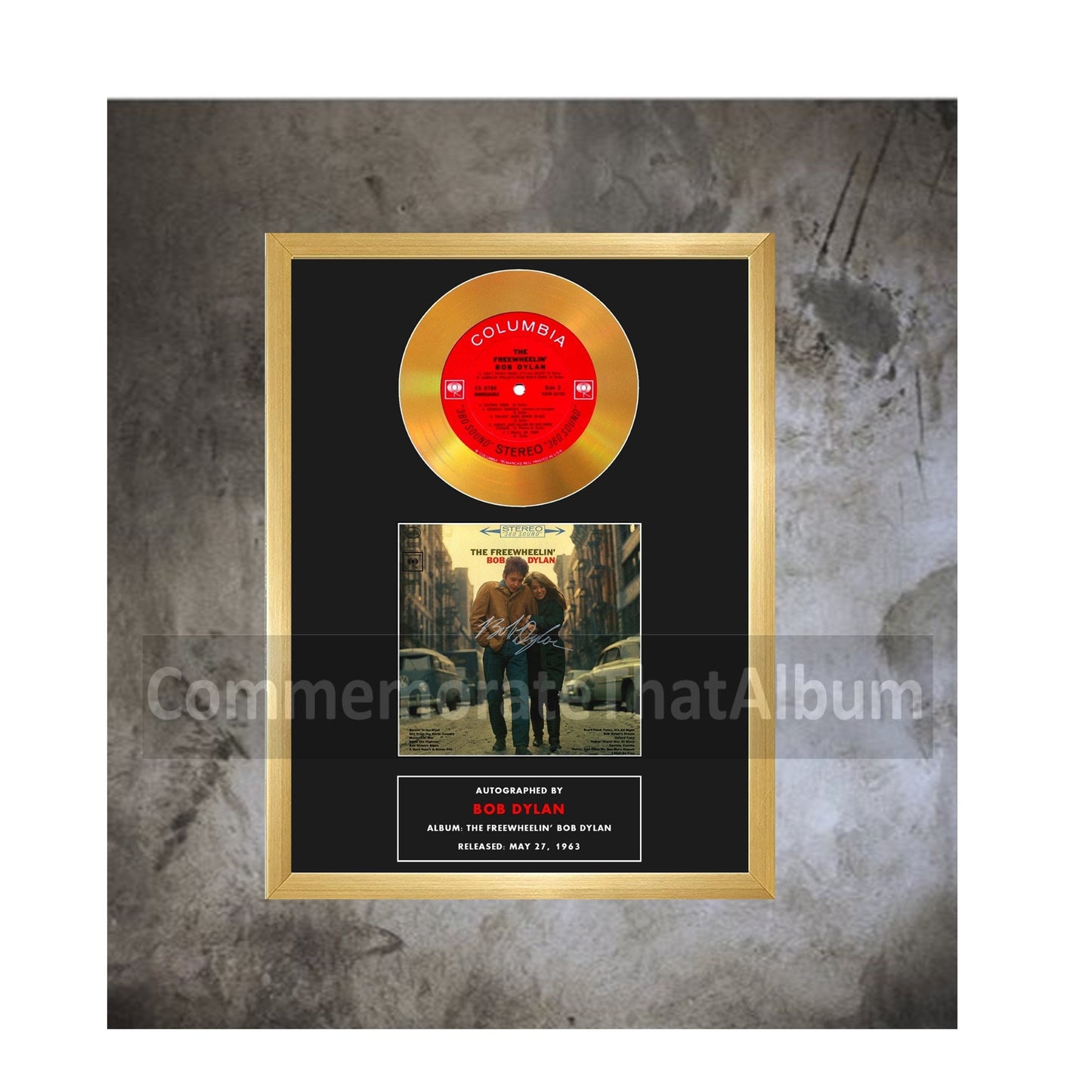 Bob Dylan "Freewheelin Bob Dylan" Autographed album cover replica. 9.5" x 12.5" display, Frame Included.