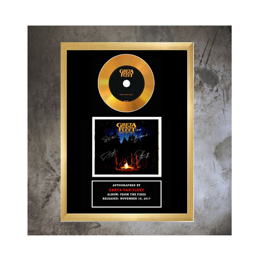 Greta Van Fleet Autographed "From the Fires" Commemorative Display Reprint, 9.5" x 12.5" inches, Frame included.