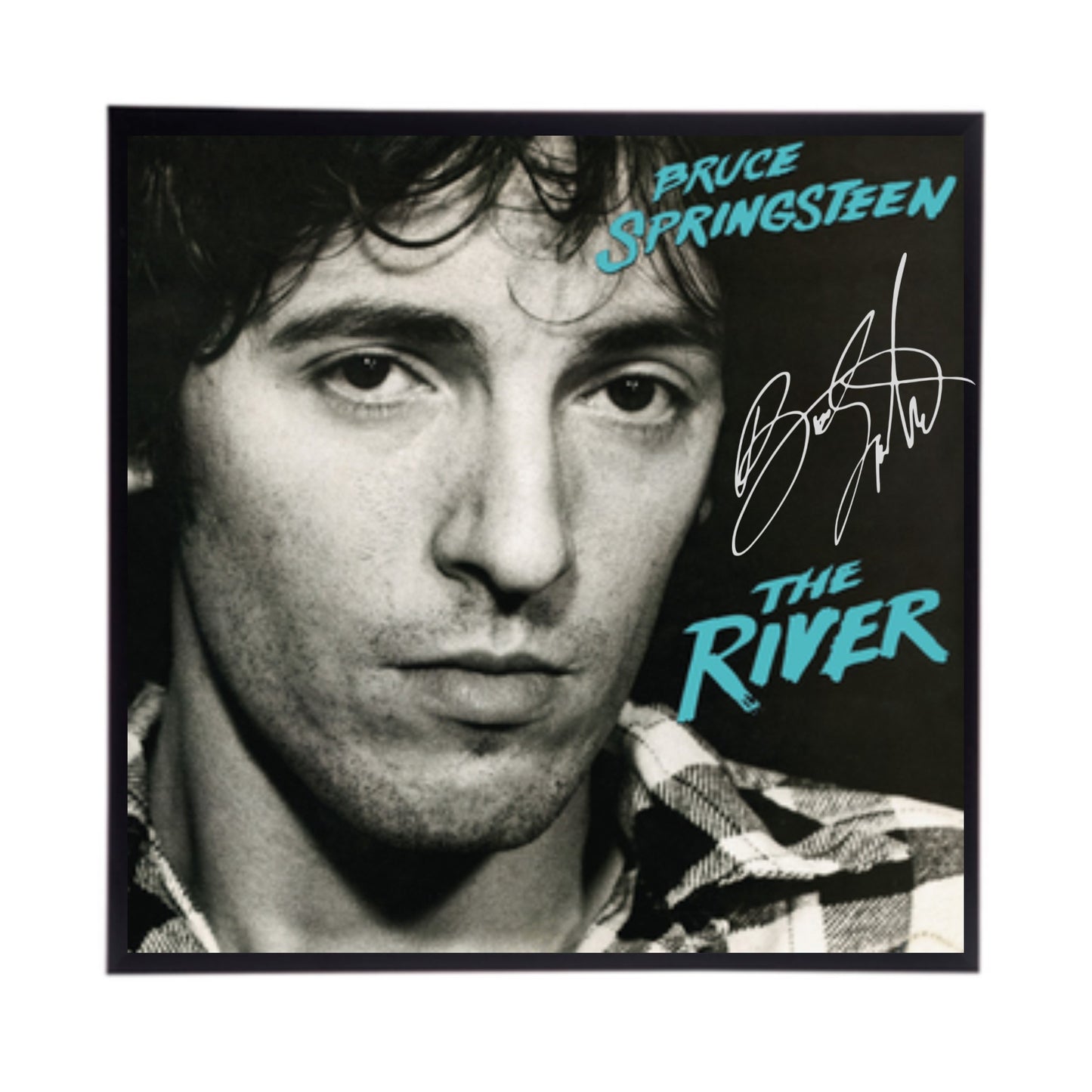 Autographed Bruce Springsteen "The River" Album Cover Replica.  12" x 12" inches.  Frame is included.