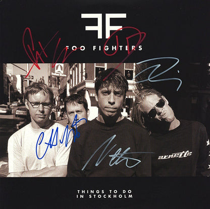 Autographed Foo Fighters "Things to do in Stockholm"" Album Cover Replica, 12" x 12"