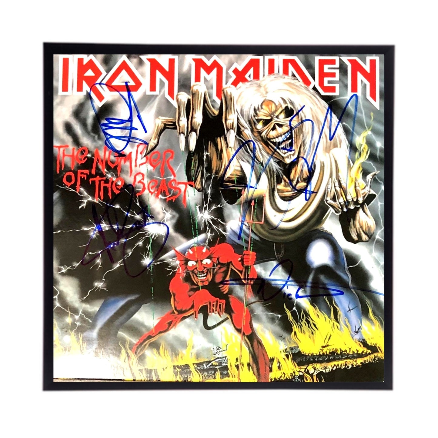 Autographed Iron Maiden Album Cover Replica,