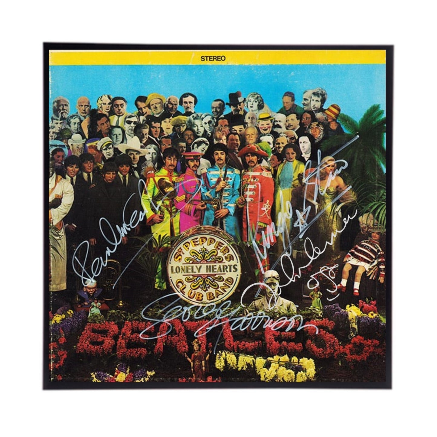 Beatles Autographed "Sergeant Peppers" Album Cover Replica,