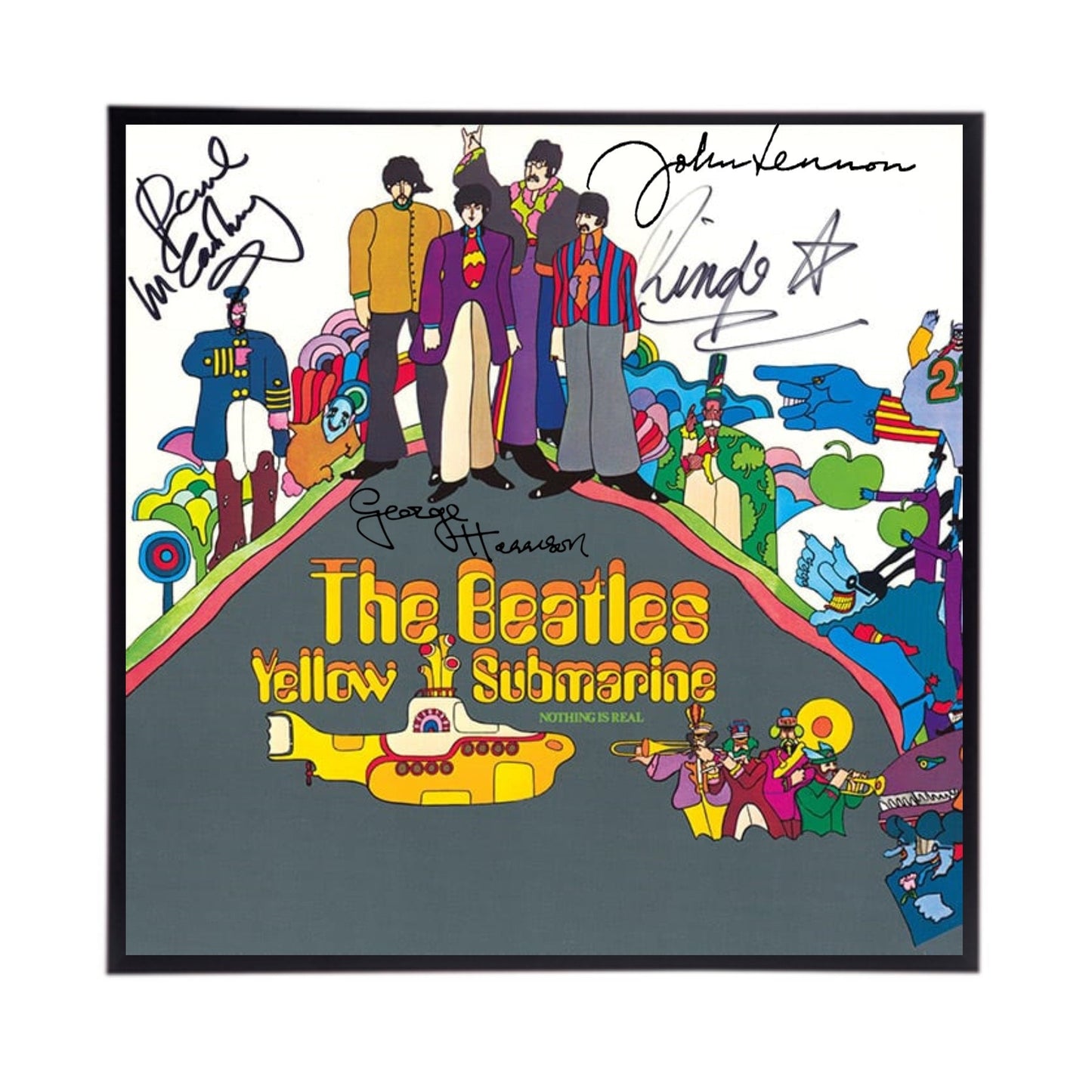 Beatles Autographed "Yellow Submarine" Album Cover Replica,