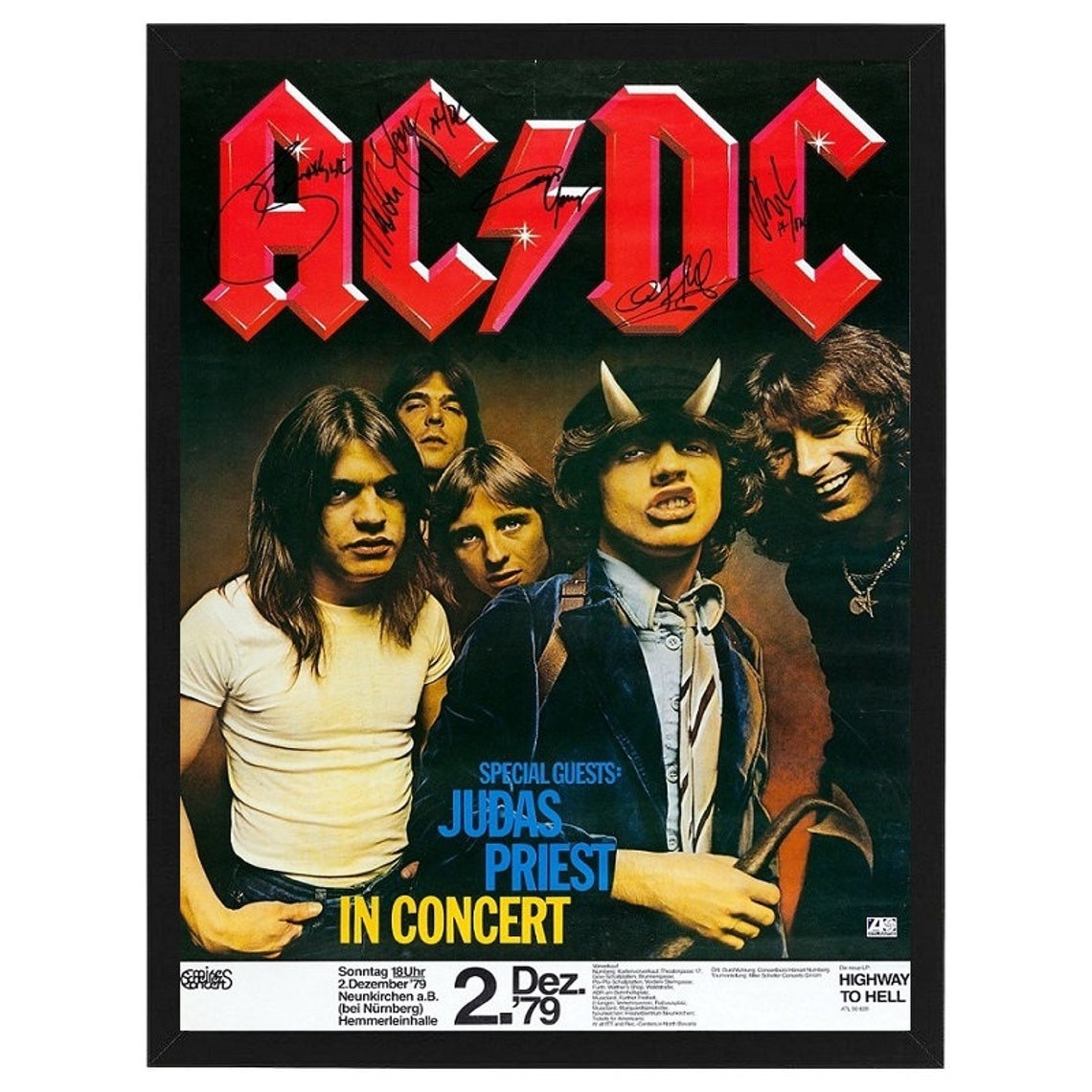 Frame Included/ AC/DC Autographed Poster Reprint