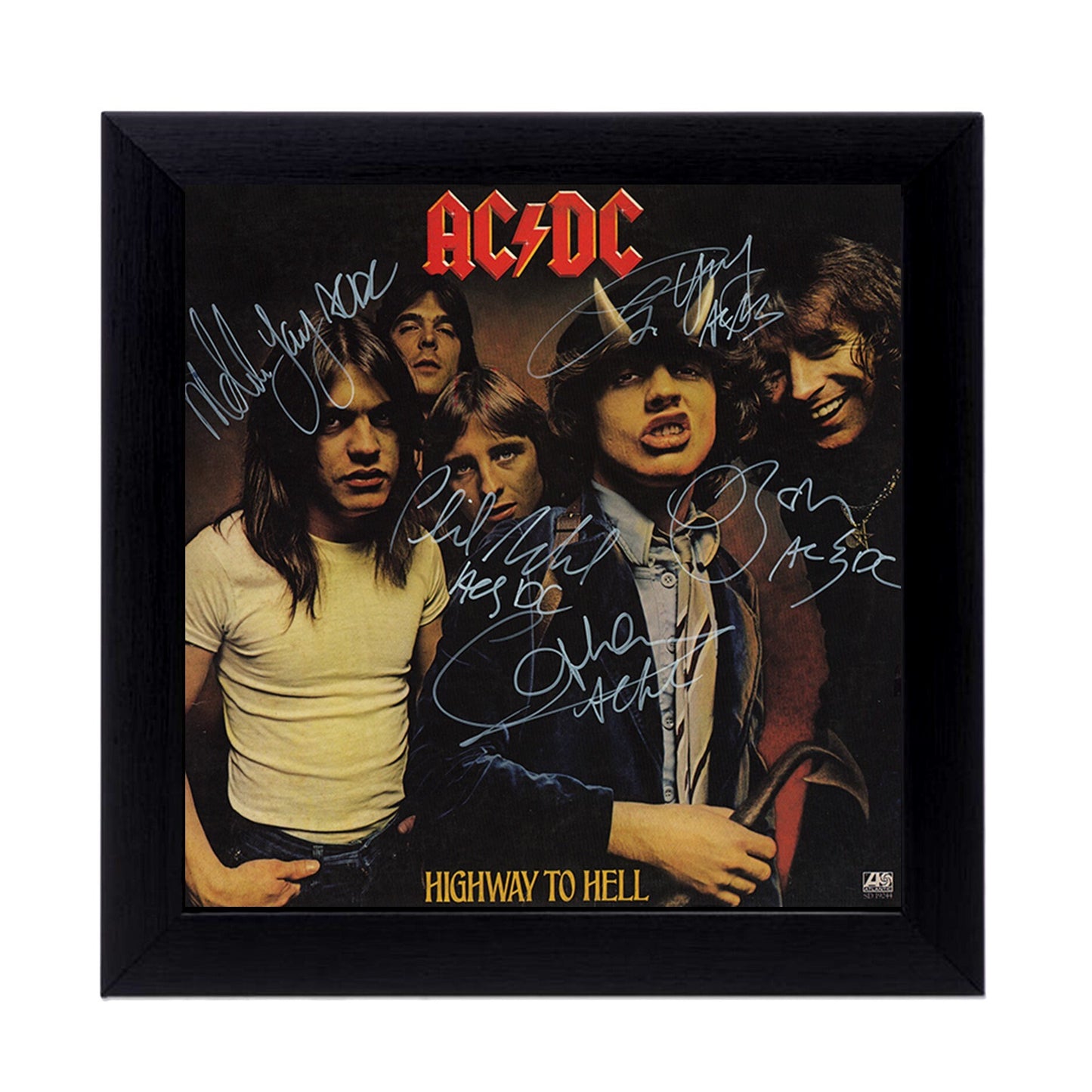 SHADOWBOX INCLUDED  AcDc Autographed Album Cover Replica, 8.75" x 8.75" Shadowbox Frame