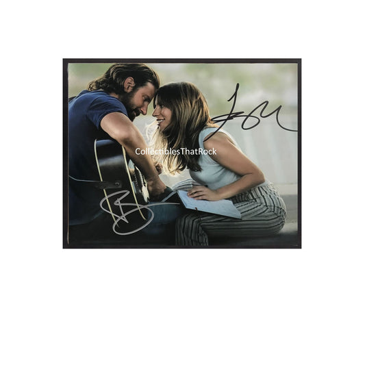 FRAME INCLUDE Lady Gaga & Bradley Cooper Autographed "A Star is Born" Photo Reprint / Available in various sizes WATERMARK will be deleted.