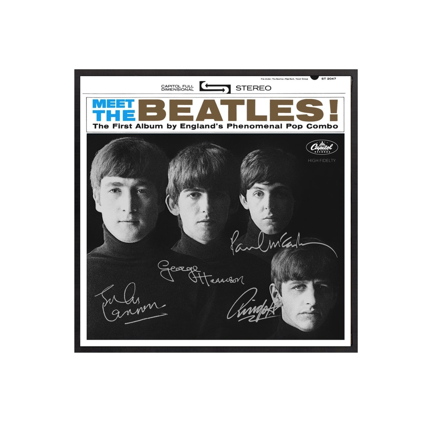 Beatles Autographed "Meet the Beatles" Album Cover Replica,