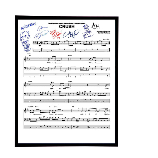 Autographed Dave Matthews Band  "Crush" Sheet Music Replica, 11" x 14" (inches)