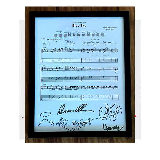 Allman Brothers "Blue Sky" Sheet Music Replica, 11" x 14" (Inches) / Frame is included / Gregg Allman / Dickey Betts