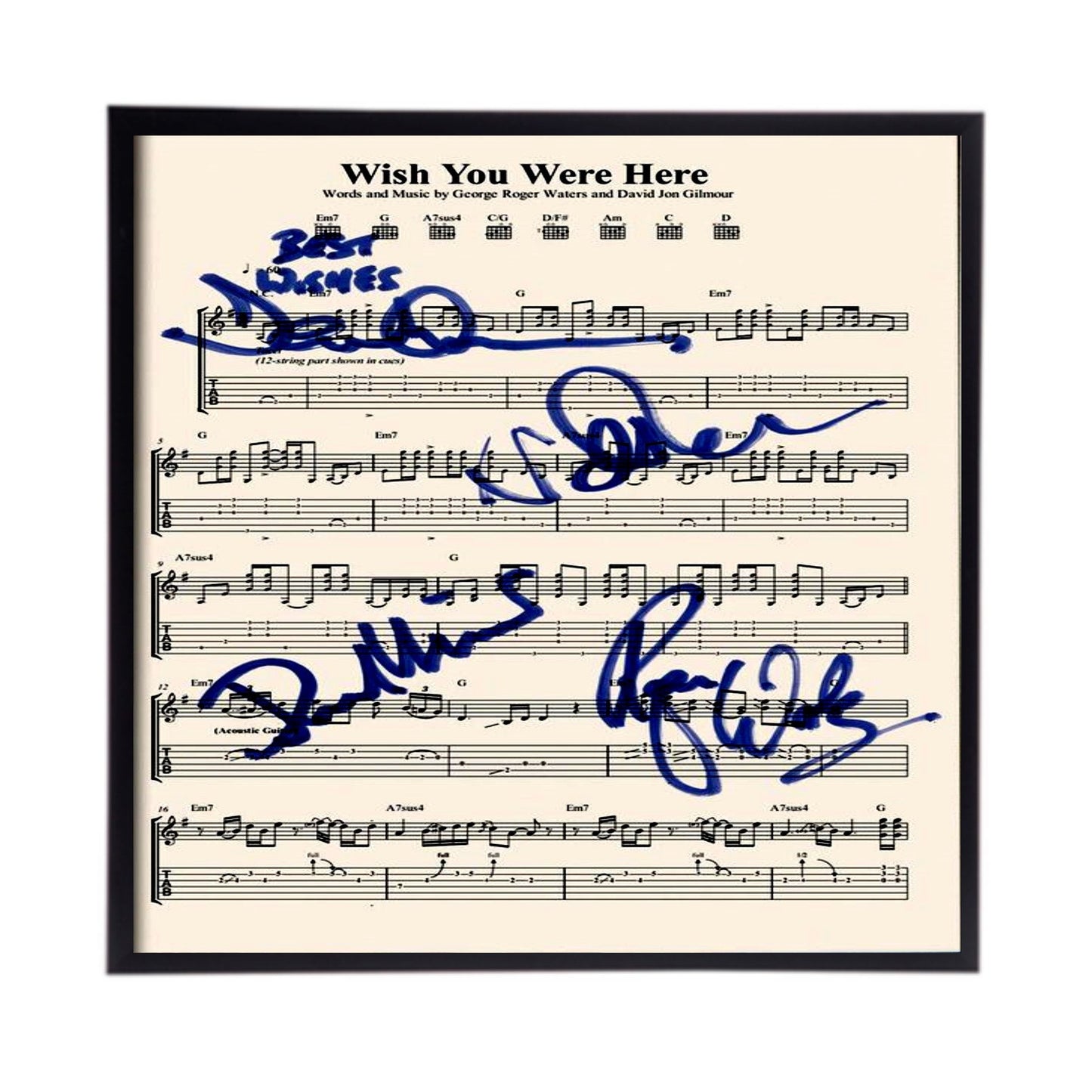 Autographed Pink Floyd "Wish you were here" Sheet music Replica 12" x 12"