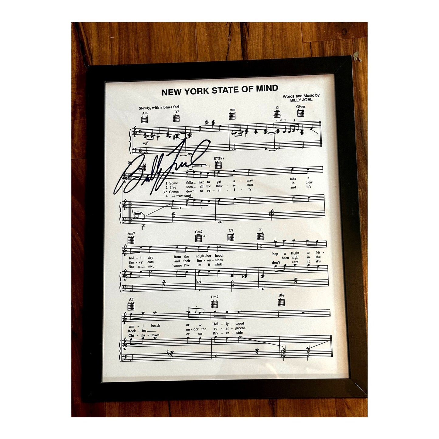 Billy Joel "New York State of Mind" Autographed Sheet Music Replica, 11" x 14" (Inches), FRAME INCLUDED